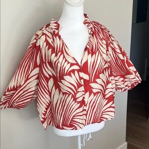 🔥🔥Red and White Leaf Print Women's Top